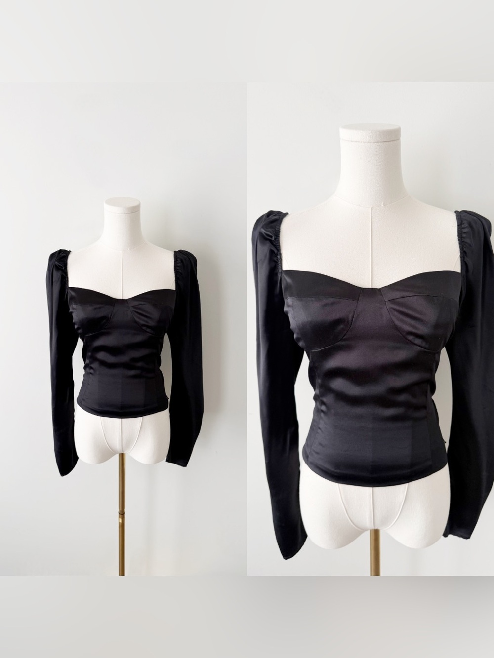 Reformation black 100% silk sweetheart blouse
